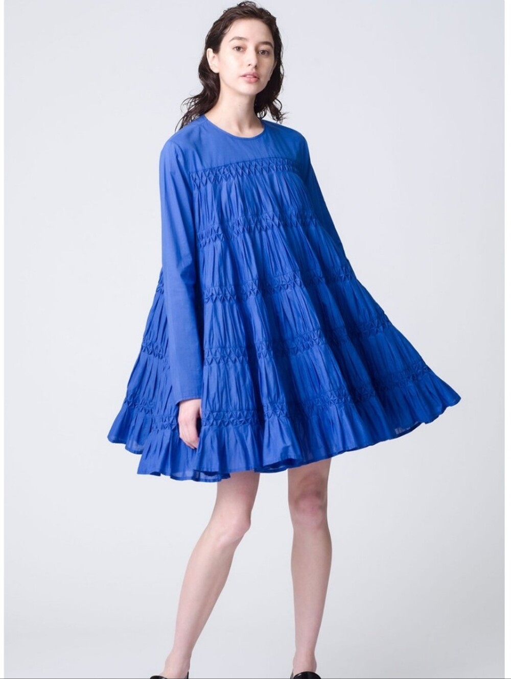 Merlette Boden Tiered Pintuck Cotton Mini Dress Size Large